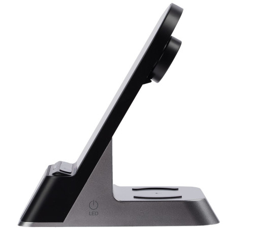 Зарядная станция с часами E-Store для смартфона, часов и наушников, черная