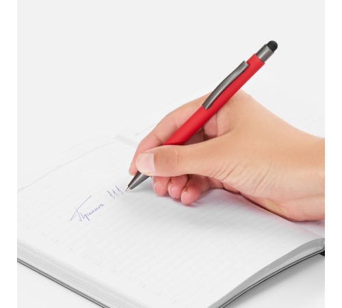 Ручка шариковая Atento Soft Touch со стилусом, красная