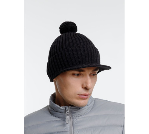 Вязаная шапка с козырьком Peaky, черная