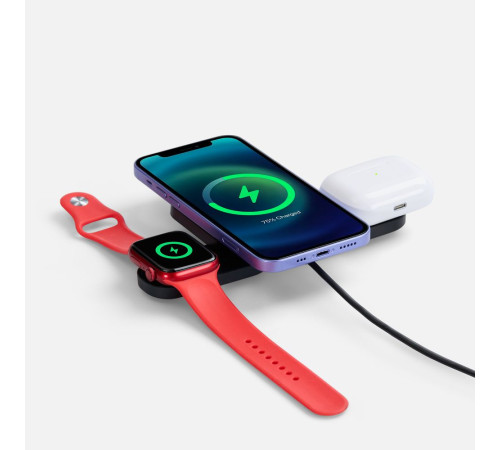 Складная станция беспроводной зарядки Trilogic, черная