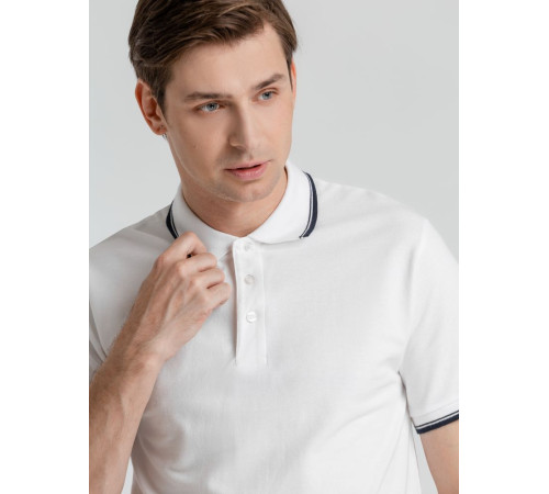 Рубашка поло мужская с контрастной отделкой Practice 270, белый/темно-синий