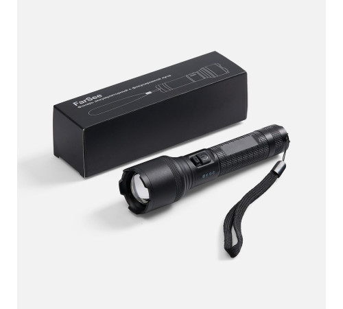 Фонарь аккумуляторный с фокусировкой луча FarSee, черный