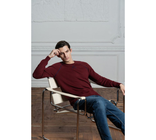 Джемпер Stitch с контрастной отделкой, бордовый с синим