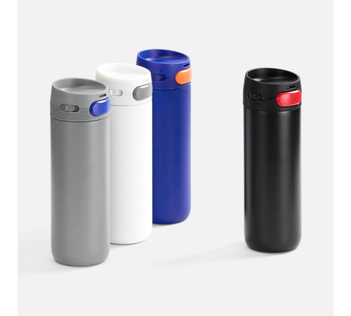 Термостакан X1 с цветной кнопкой, белый с серым