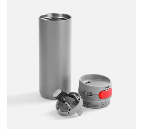 Термостакан X1 с цветной кнопкой, серый с красным