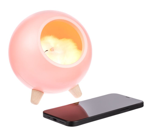 Беспроводная лампа-колонка Right Meow, розовая