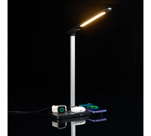 Настольная лампа с беспроводной зарядкой Power Light, черная