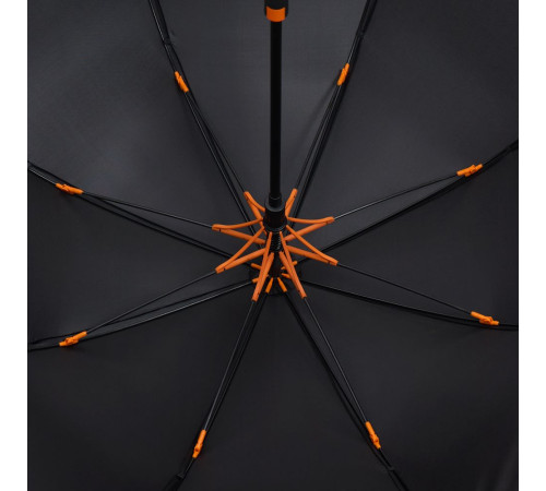 Зонт-трость Hidecolor с цветными спицами, черный с оранжевым