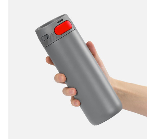 Термостакан X1 с цветной кнопкой, серый с красным