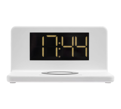 Часы настольные с беспроводным зарядным устройством Pitstop, белые