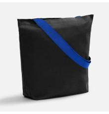 Шопер B5, черный с широкими синими ручками