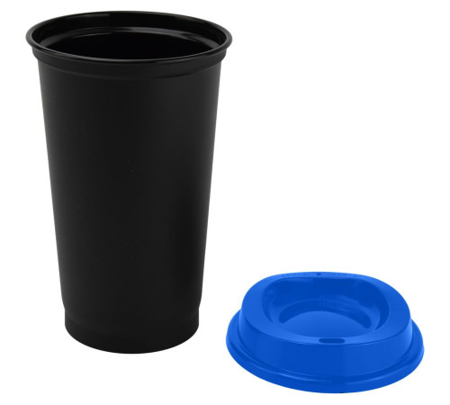 Стакан с крышкой Color Cap Black, черный с синим