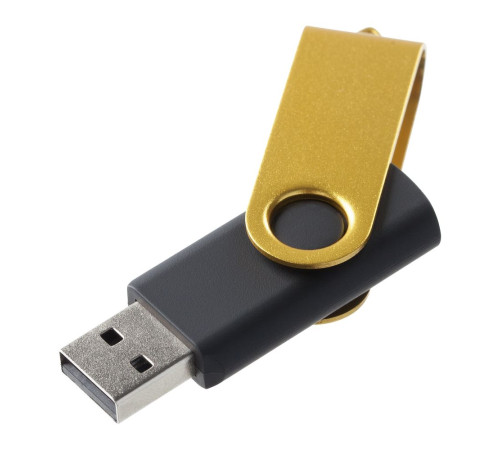 Флешка Twist Color, черная с желтым, 16 Гб