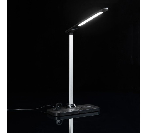 Настольная лампа с беспроводной зарядкой Power Light, черная