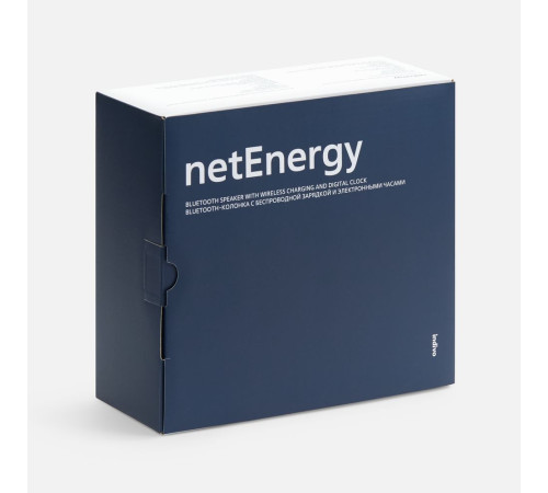 Bluetooth-колонка с беспроводной зарядкой и часами netEnergy, серая