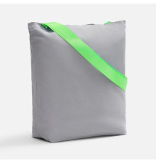 Шопер B5, серый с широкими зелеными ручками