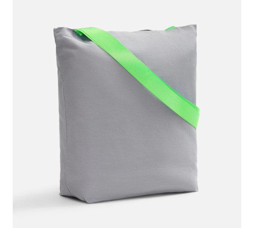 Шопер B5, серый с широкими зелеными ручками