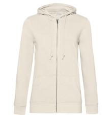 Толстовка на молнии с капюшоном женская BNC Inspire (Organic), молочно-белая