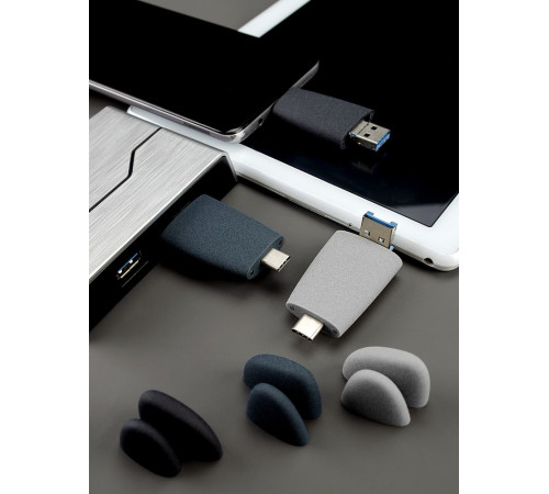 Флешка Pebble Universal, USB 3.0, серо-синяя, 32 Гб