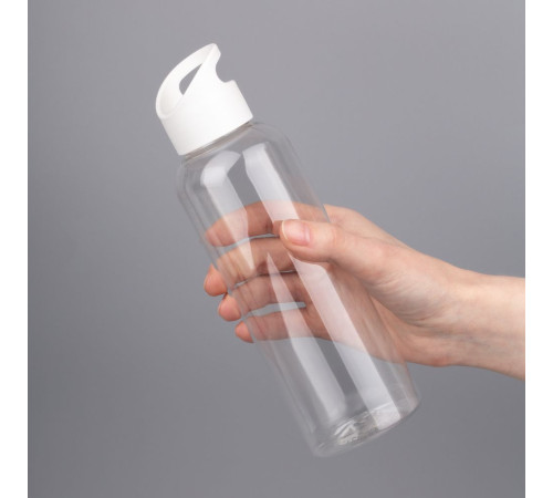 Бутылка для воды Plaske, прозрачная с белой крышкой