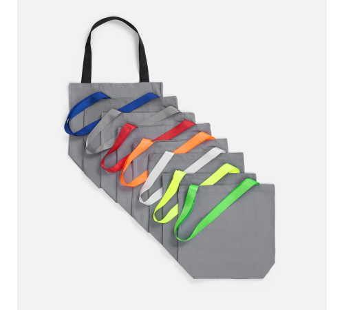 Шопер B5, серый с широкими зелеными ручками