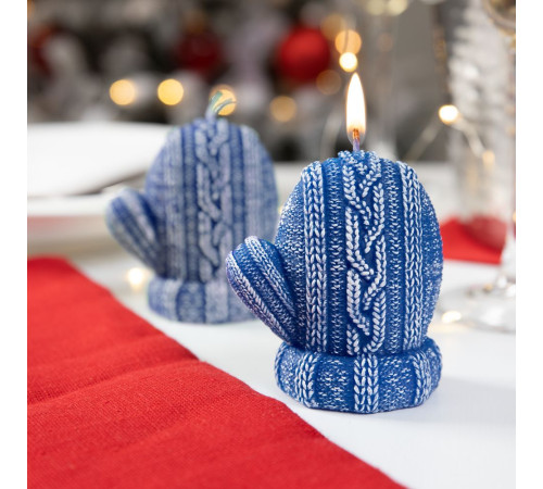 Свеча Kniteam, варежка, синяя