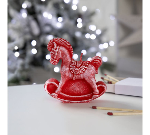 Свеча фигурная «Лошадка-качалка», красная