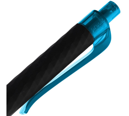 Ручка шариковая Prodir QS01 PRT-T Soft Touch, черная с голубым