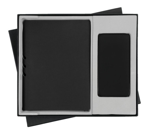 Коробка Overlap с ложементом под ежедневник и аккумулятор, ver.2, черная