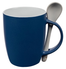 Кружка с ложкой Cheer Up, ver.2, синяя