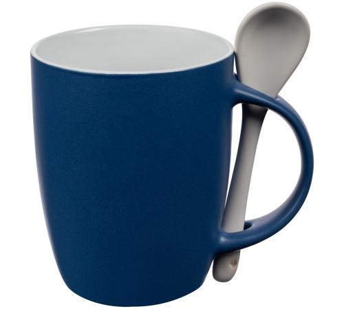 Кружка с ложкой Cheer Up, ver.2, синяя