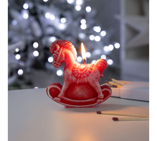 Свеча фигурная «Лошадка-качалка», красная