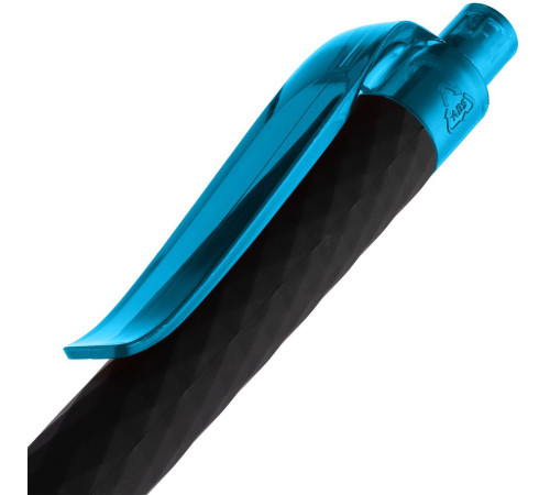 Ручка шариковая Prodir QS01 PRT-T Soft Touch, черная с голубым