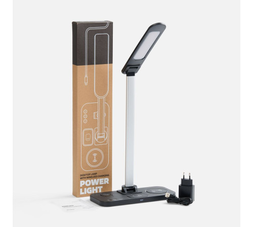 Настольная лампа с беспроводной зарядкой Power Light, черная