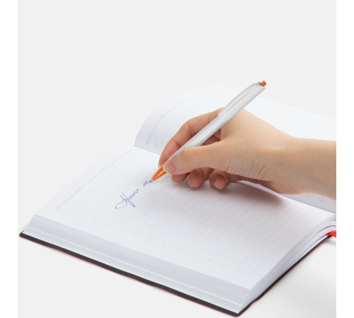 Ручка шариковая Tick, белая с оранжевым