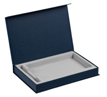 Коробка Silk с ложементом под ежедневник и ручку, ver. 2, темно-синяя