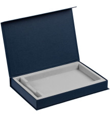 Коробка Silk с ложементом под ежедневник и ручку, ver. 2, темно-синяя