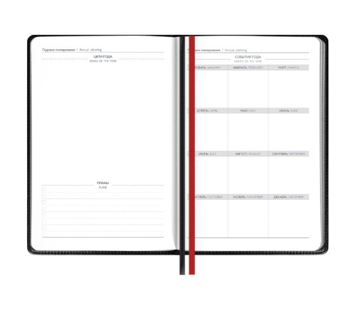 Ежедневник Alanis, недатированный, черный с красным