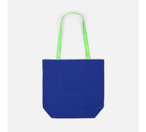 Шопер B5, синий с зелеными ручками