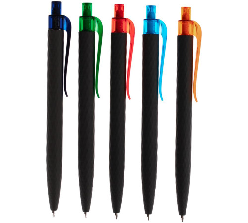 Ручка шариковая Prodir QS01 PRT-T Soft Touch, черная с голубым