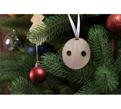 Деревянная подвеска Carving, в форме пуговицы Санты