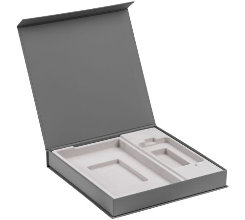 Коробка Modum с ложементом под ежедневник 13х21 см и аккумулятор, серая