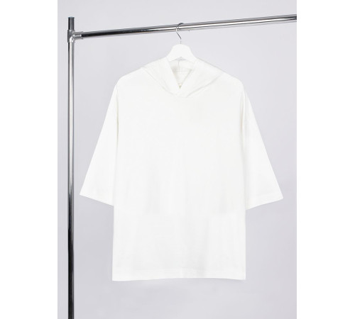 Футболка оверсайз унисекс с капюшоном Neofit, молочно-белая