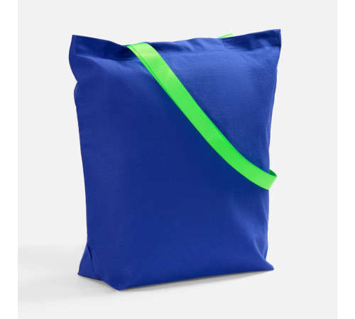 Шопер B5, синий с зелеными ручками