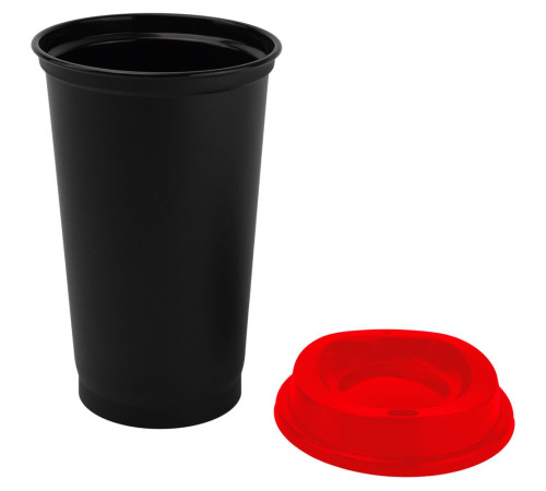 Стакан с крышкой Color Cap Black, черный с красным