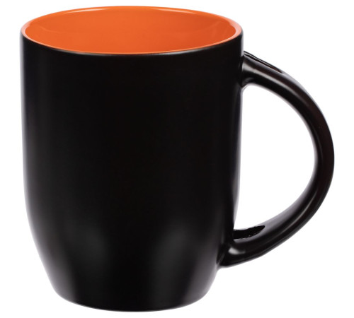 Кружка-хамелеон Melty с ложкой, черная с оранжевым