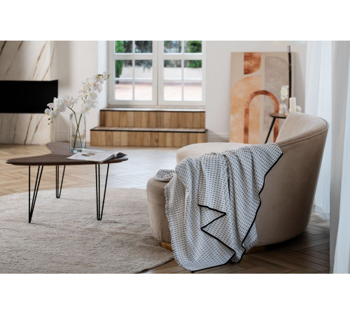 Плед Fringy, белый с черным