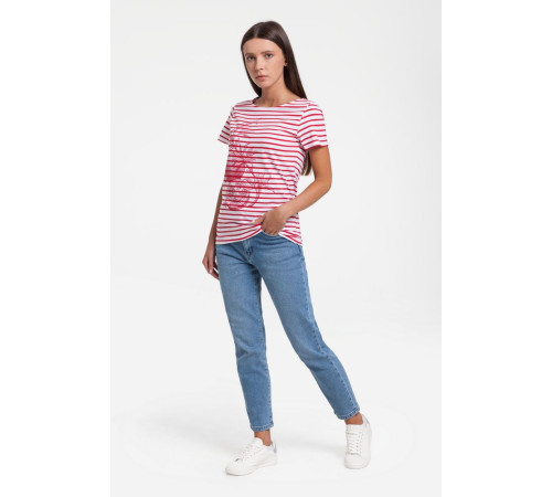 Футболка женская Grand Granat New, белая с красным