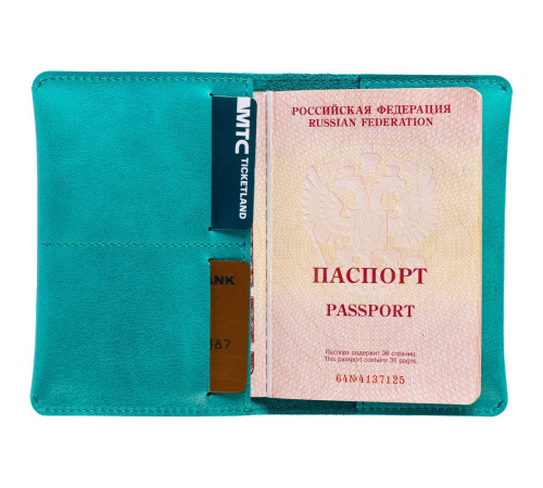 Обложка для паспорта Apache, ver.2, бирюзовая