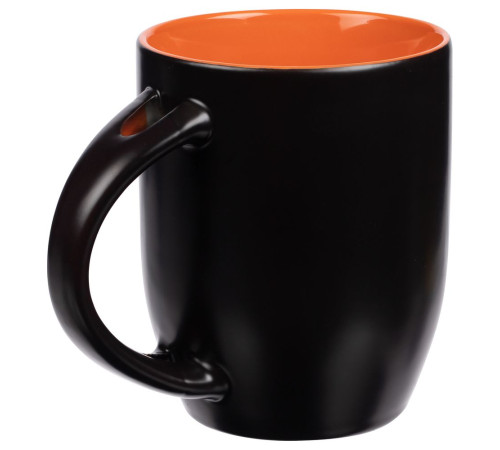 Кружка-хамелеон Melty с ложкой, черная с оранжевым